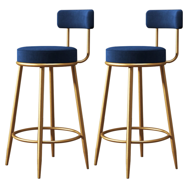 Glam Armless Backrest Counter Stool Iron Dining Room Bar Stool with Cushion and Pedal