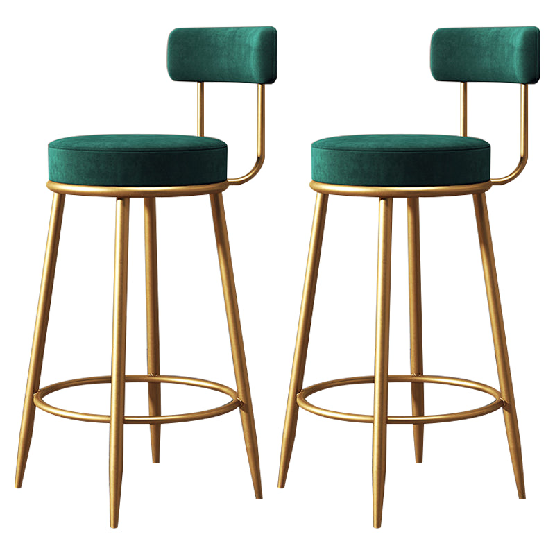 Glam Armless Backrest Counter Stool Iron Dining Room Bar Stool with Cushion and Pedal
