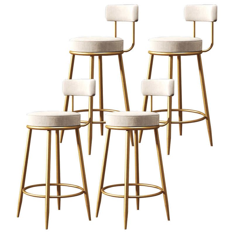 Glam Armless Backrest Counter Stool Iron Dining Room Bar Stool with Cushion and Pedal