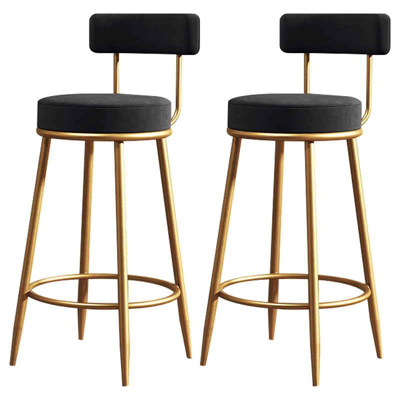 Glam Armless Backrest Counter Stool Iron Dining Room Bar Stool with Cushion and Pedal