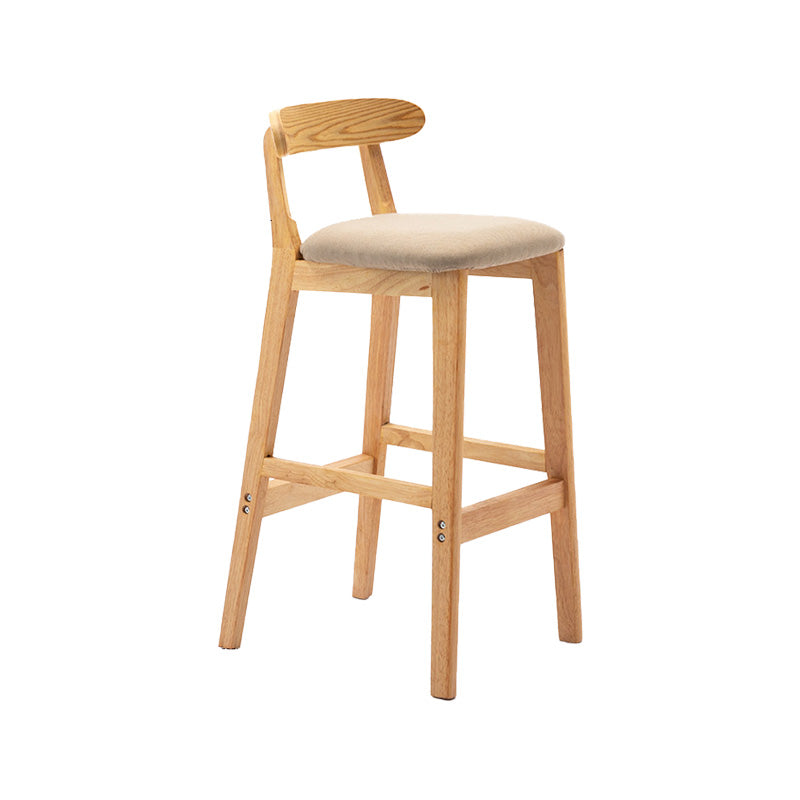 Scandinavian Milk Tea Shop Rubberwood Stool Matte Finish Upholstered Bar Stools