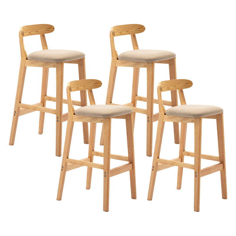 Scandinavian Milk Tea Shop Rubberwood Stool Matte Finish Upholstered Bar Stools