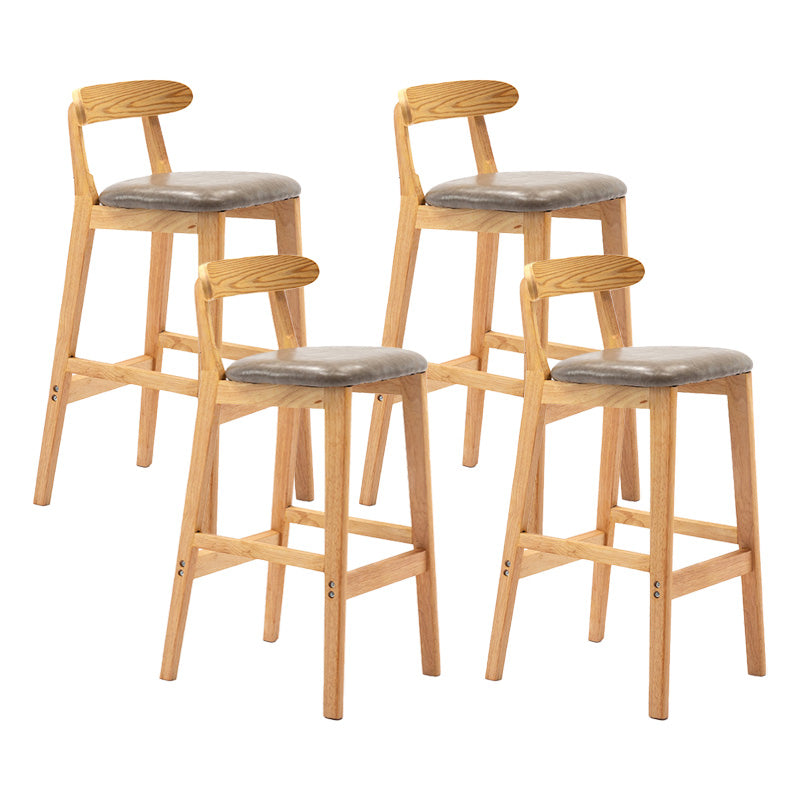 Scandinavian Milk Tea Shop Rubberwood Stool Matte Finish Upholstered Bar Stools