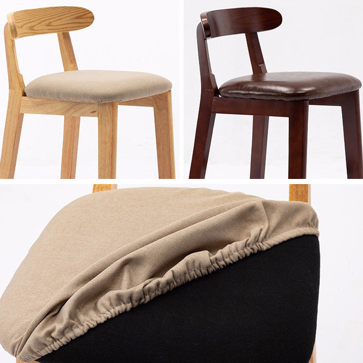 Scandinavian Milk Tea Shop Rubberwood Stool Matte Finish Upholstered Bar Stools