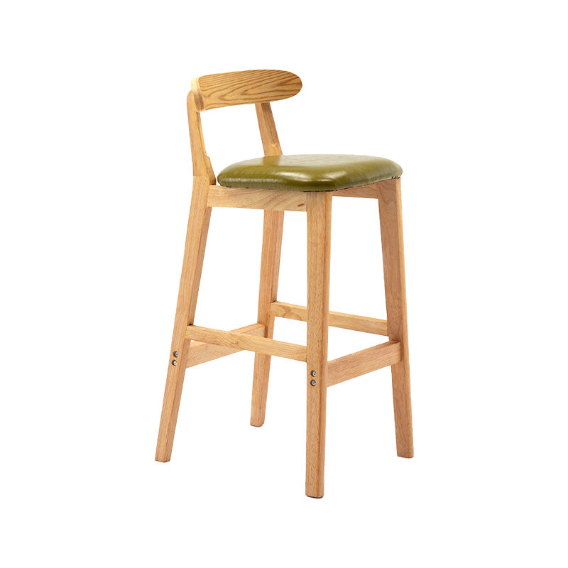 Scandinavian Milk Tea Shop Rubberwood Stool Matte Finish Upholstered Bar Stools
