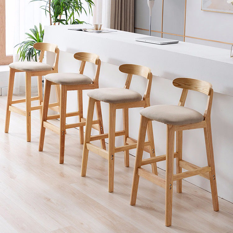 Scandinavian Milk Tea Shop Rubberwood Stool Matte Finish Upholstered Bar Stools