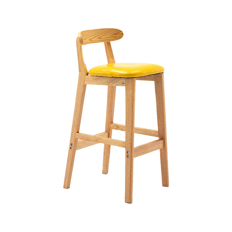 Scandinavian Milk Tea Shop Rubberwood Stool Matte Finish Upholstered Bar Stools