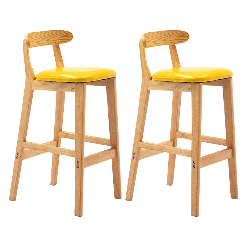 Scandinavian Milk Tea Shop Rubberwood Stool Matte Finish Upholstered Bar Stools