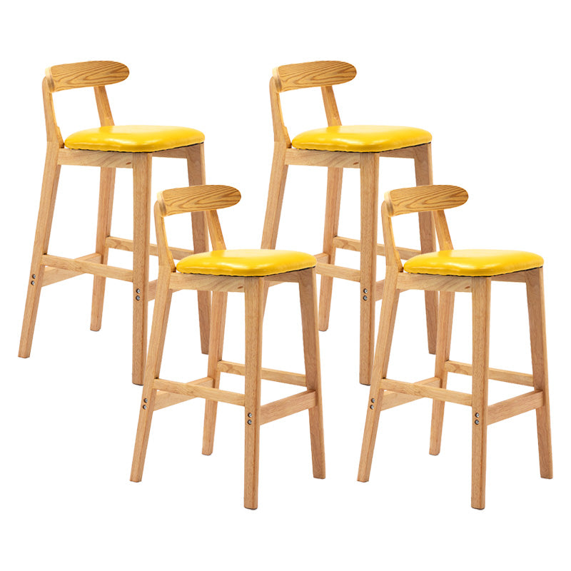 Scandinavian Milk Tea Shop Rubberwood Stool Matte Finish Upholstered Bar Stools