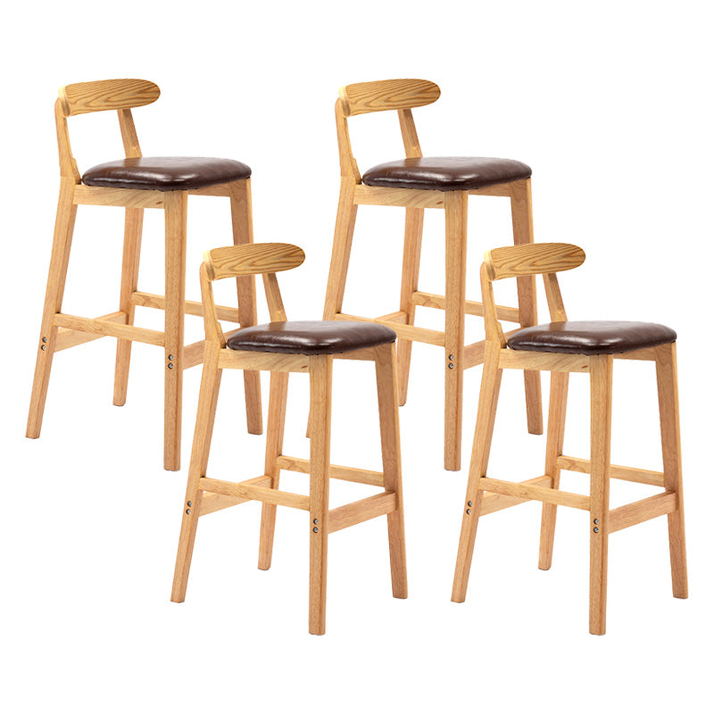 Scandinavian Milk Tea Shop Rubberwood Stool Matte Finish Upholstered Bar Stools