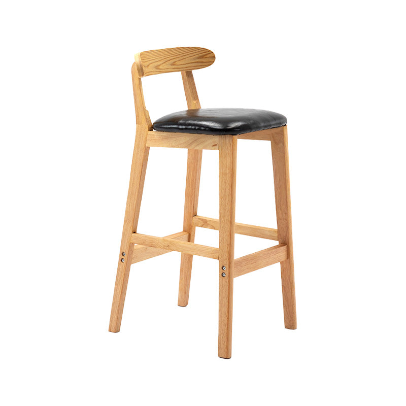 Scandinavian Milk Tea Shop Rubberwood Stool Matte Finish Upholstered Bar Stools