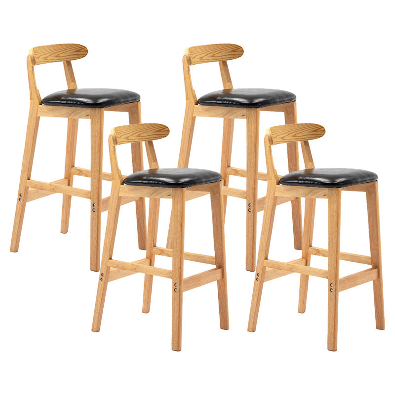 Scandinavian Milk Tea Shop Rubberwood Stool Matte Finish Upholstered Bar Stools