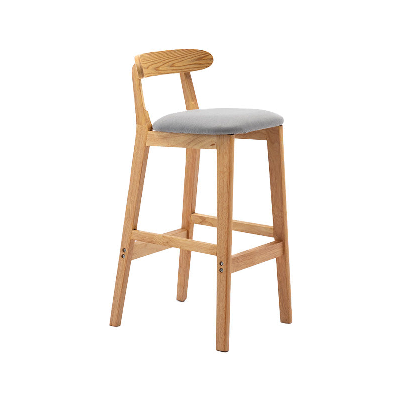 Scandinavian Milk Tea Shop Rubberwood Stool Matte Finish Upholstered Bar Stools