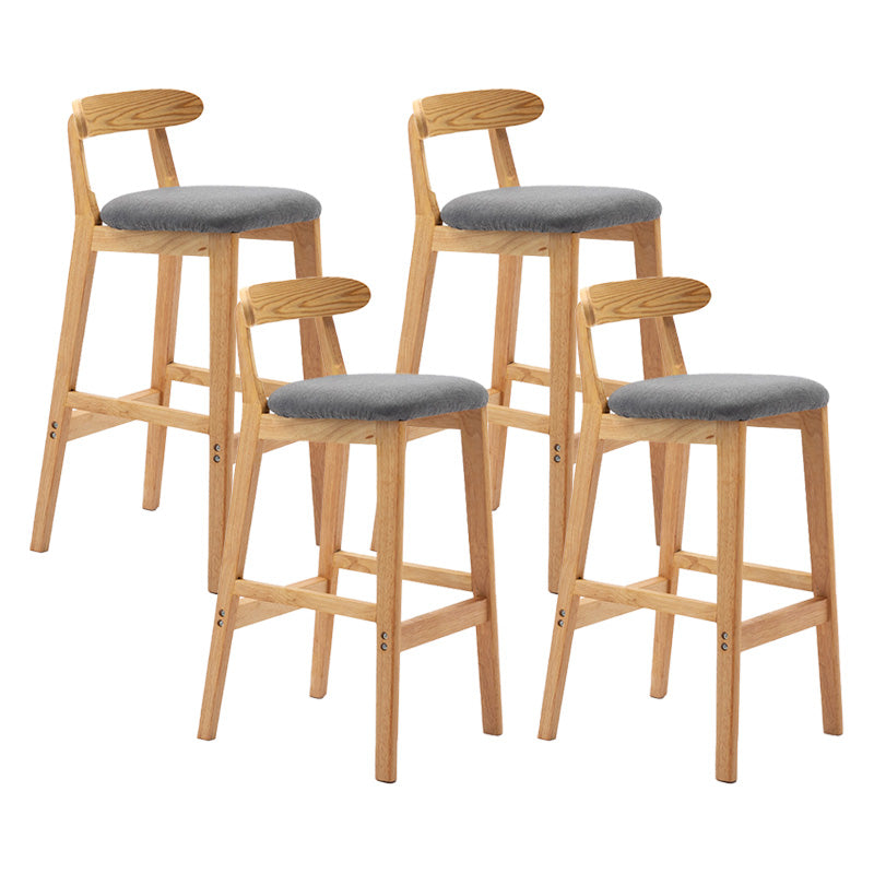 Scandinavian Milk Tea Shop Rubberwood Stool Matte Finish Upholstered Bar Stools