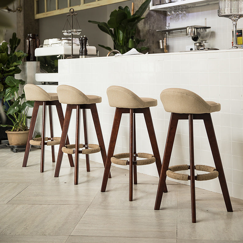 Modern Rubberwood Indoor Stool Matte Finish Upholstered Bar Stools