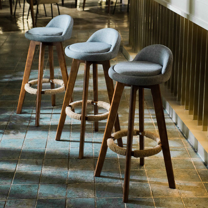 Modern Rubberwood Indoor Stool Matte Finish Upholstered Bar Stools