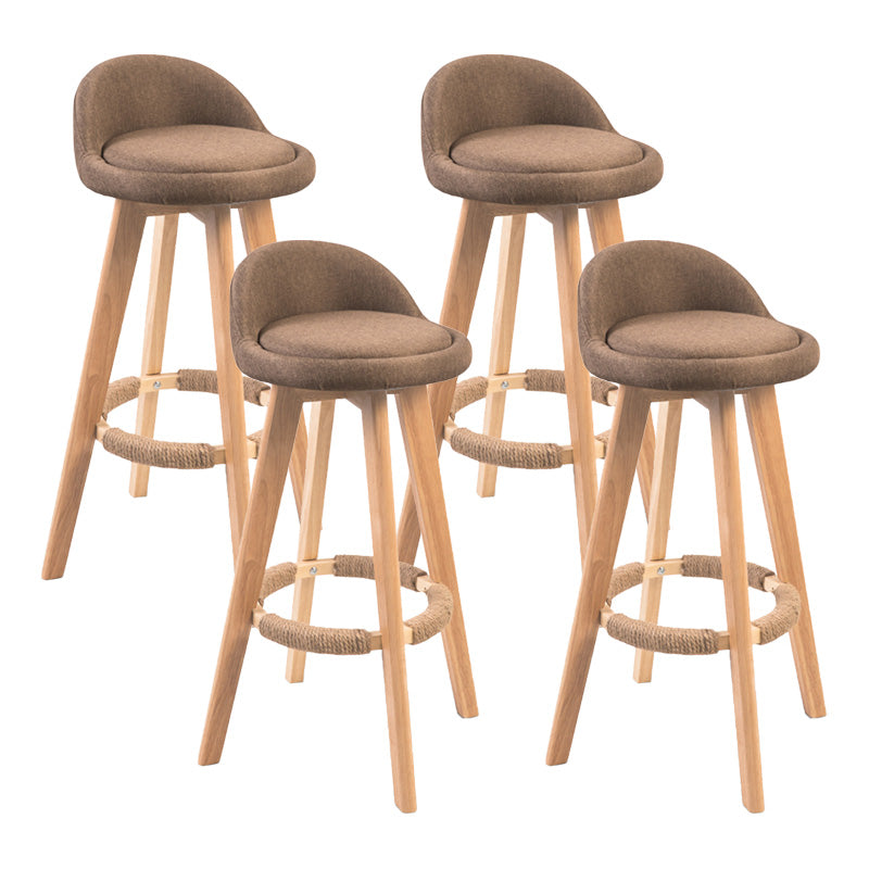 Modern Rubberwood Indoor Stool Matte Finish Upholstered Bar Stools