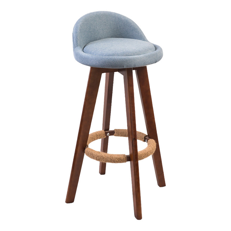 Modern Rubberwood Indoor Stool Matte Finish Upholstered Bar Stools
