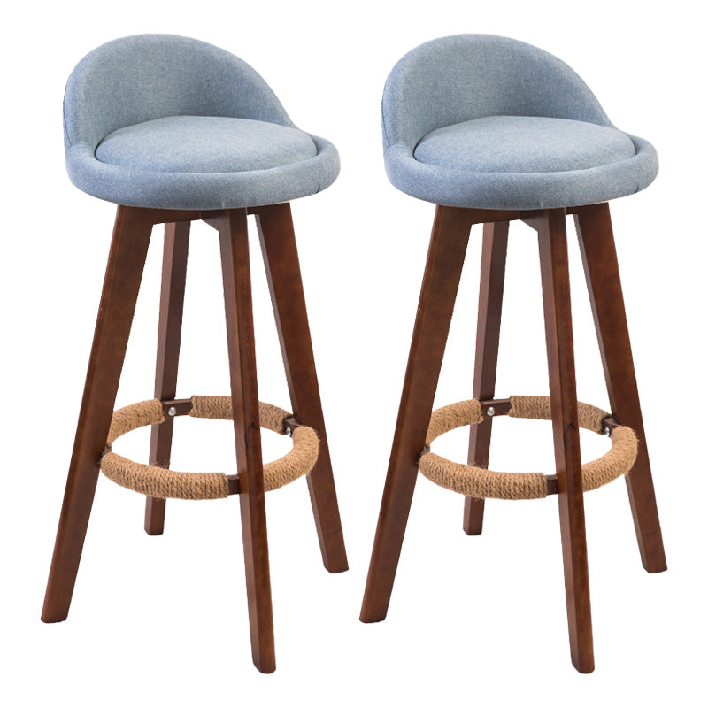 Modern Rubberwood Indoor Stool Matte Finish Upholstered Bar Stools