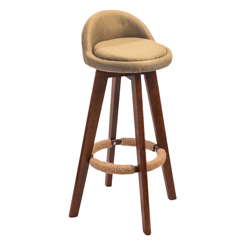 Modern Rubberwood Indoor Stool Matte Finish Upholstered Bar Stools