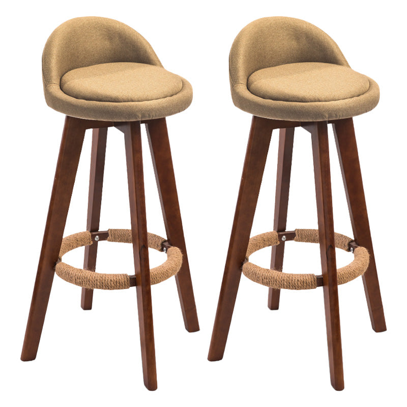 Modern Rubberwood Indoor Stool Matte Finish Upholstered Bar Stools