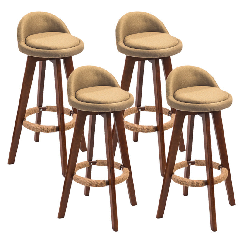 Modern Rubberwood Indoor Stool Matte Finish Upholstered Bar Stools