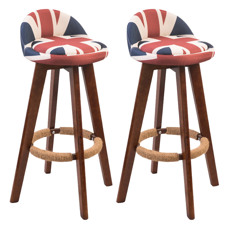 Modern Rubberwood Indoor Stool Matte Finish Upholstered Bar Stools