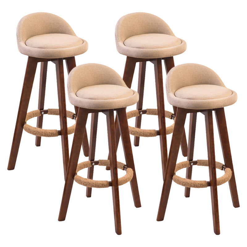 Modern Rubberwood Indoor Stool Matte Finish Upholstered Bar Stools