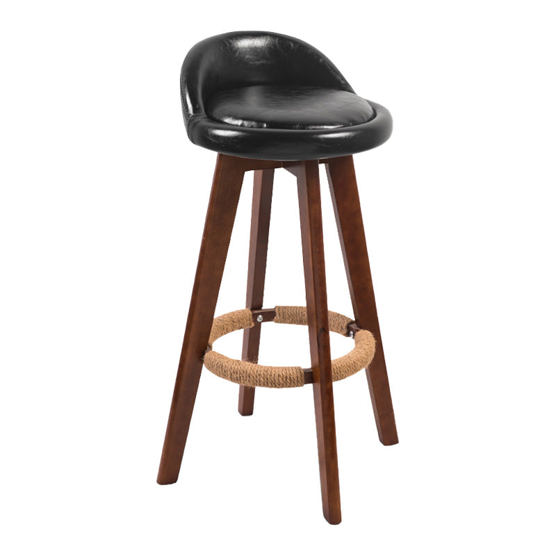 Modern Rubberwood Indoor Stool Matte Finish Upholstered Bar Stools
