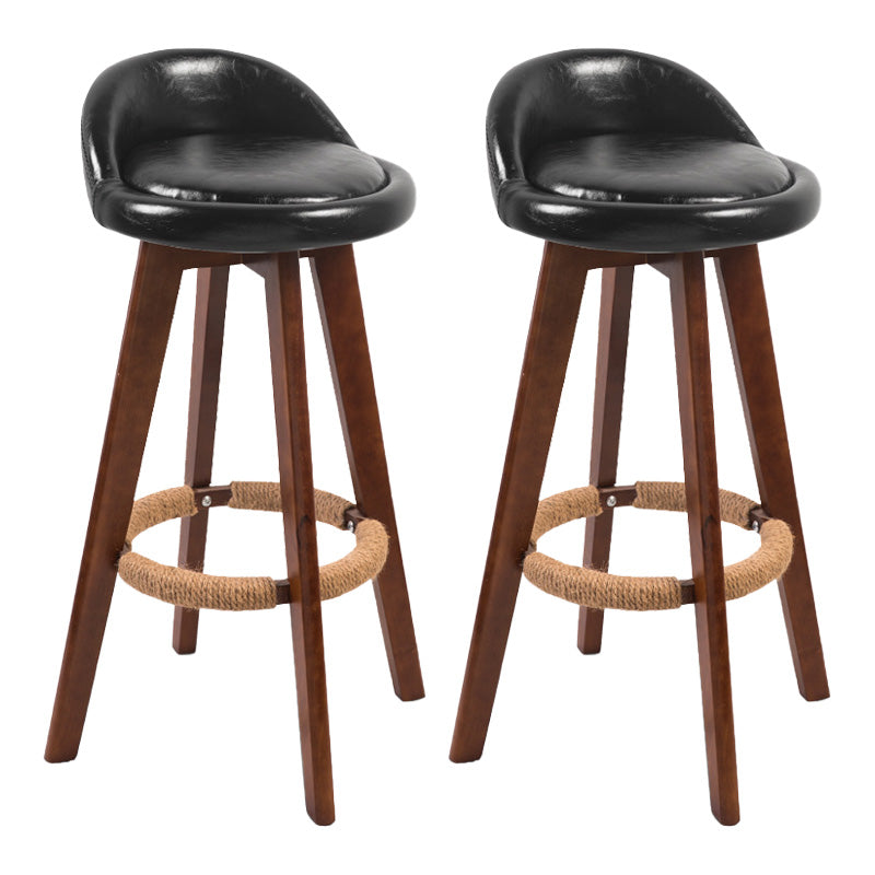 Modern Rubberwood Indoor Stool Matte Finish Upholstered Bar Stools