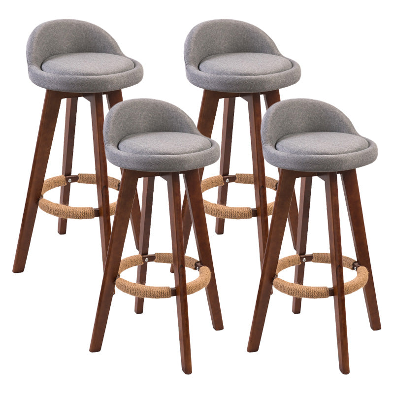 Modern Rubberwood Indoor Stool Matte Finish Upholstered Bar Stools