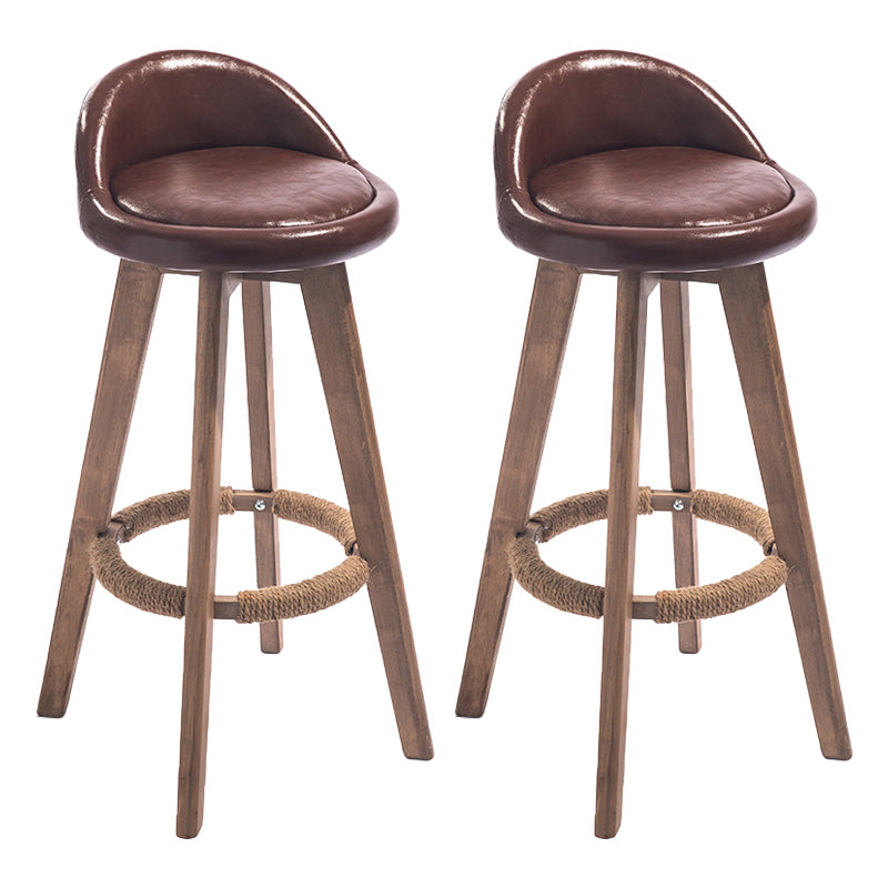 Modern Rubberwood Indoor Stool Matte Finish Upholstered Bar Stools