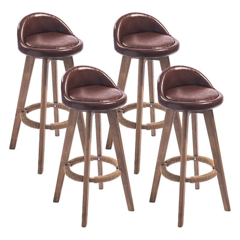Modern Rubberwood Indoor Stool Matte Finish Upholstered Bar Stools