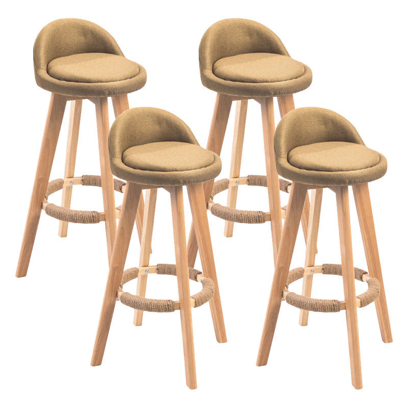 Modern Rubberwood Indoor Stool Matte Finish Upholstered Bar Stools