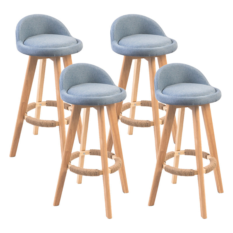 Modern Rubberwood Indoor Stool Matte Finish Upholstered Bar Stools