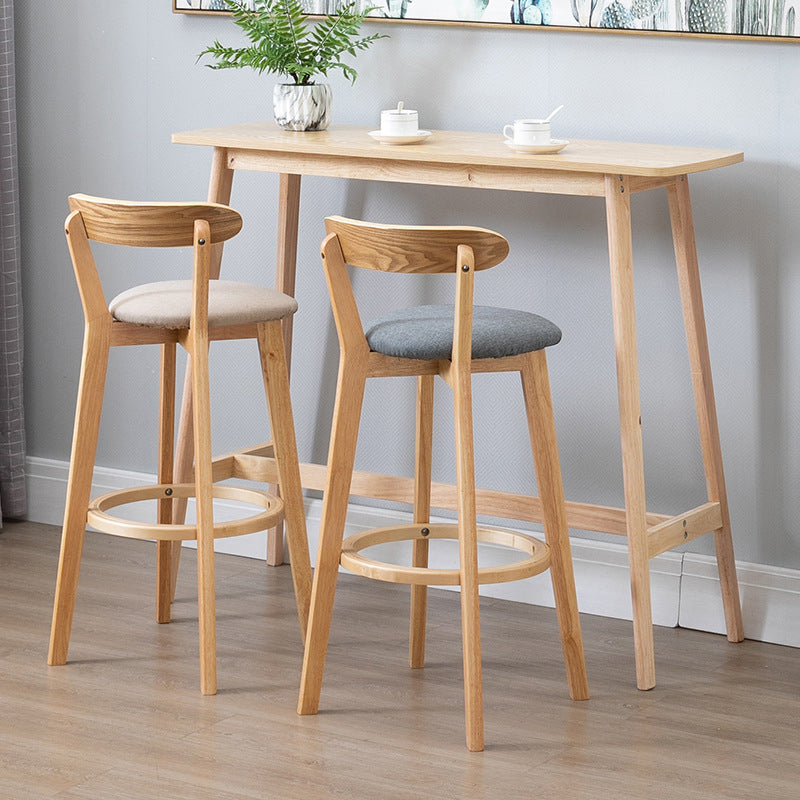 Contemporary Matte Finish Solid Wood Bar Stool Milk Tea Shop Footrest Stool