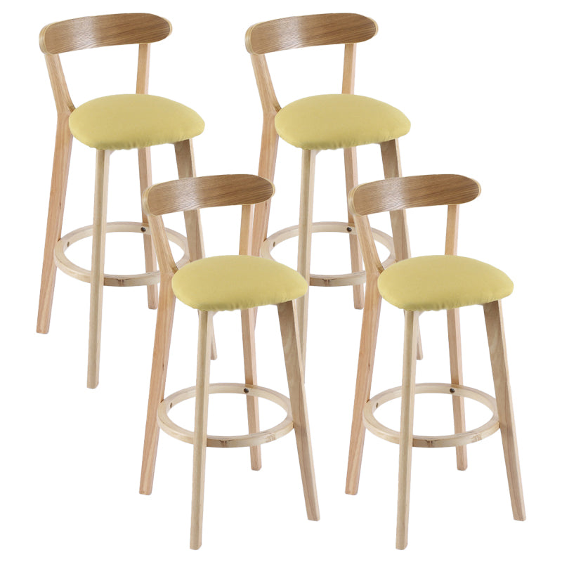 Contemporary Matte Finish Solid Wood Bar Stool Milk Tea Shop Footrest Stool