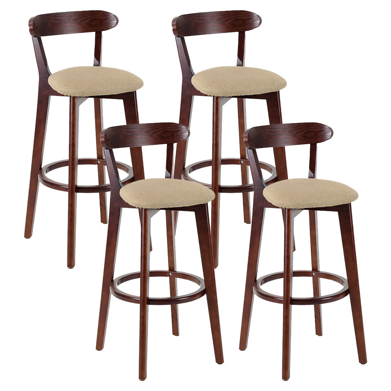 Contemporary Matte Finish Solid Wood Bar Stool Milk Tea Shop Footrest Stool