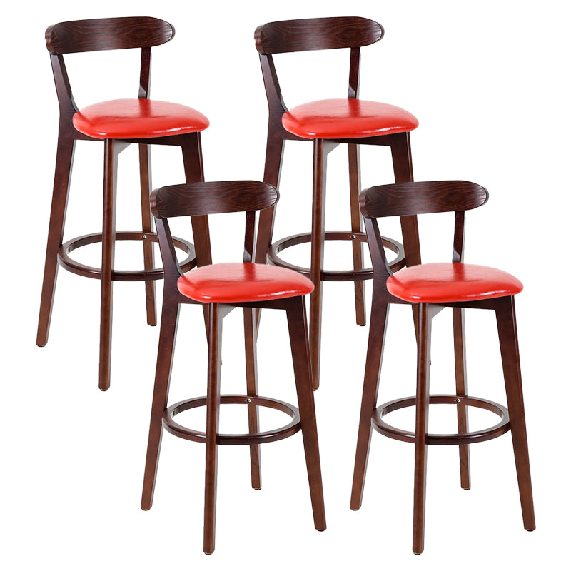 Contemporary Matte Finish Solid Wood Bar Stool Milk Tea Shop Footrest Stool