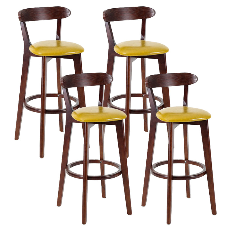 Contemporary Matte Finish Solid Wood Bar Stool Milk Tea Shop Footrest Stool