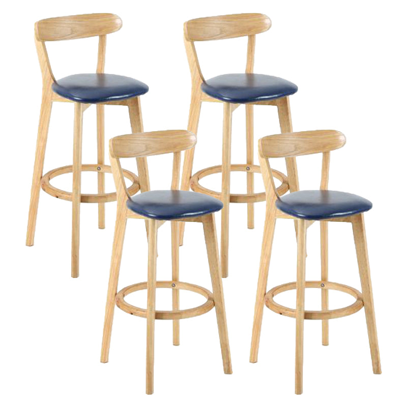 Contemporary Matte Finish Solid Wood Bar Stool Milk Tea Shop Footrest Stool