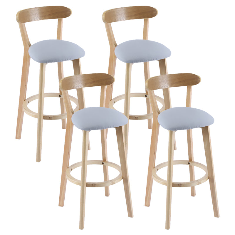 Contemporary Matte Finish Solid Wood Bar Stool Milk Tea Shop Footrest Stool