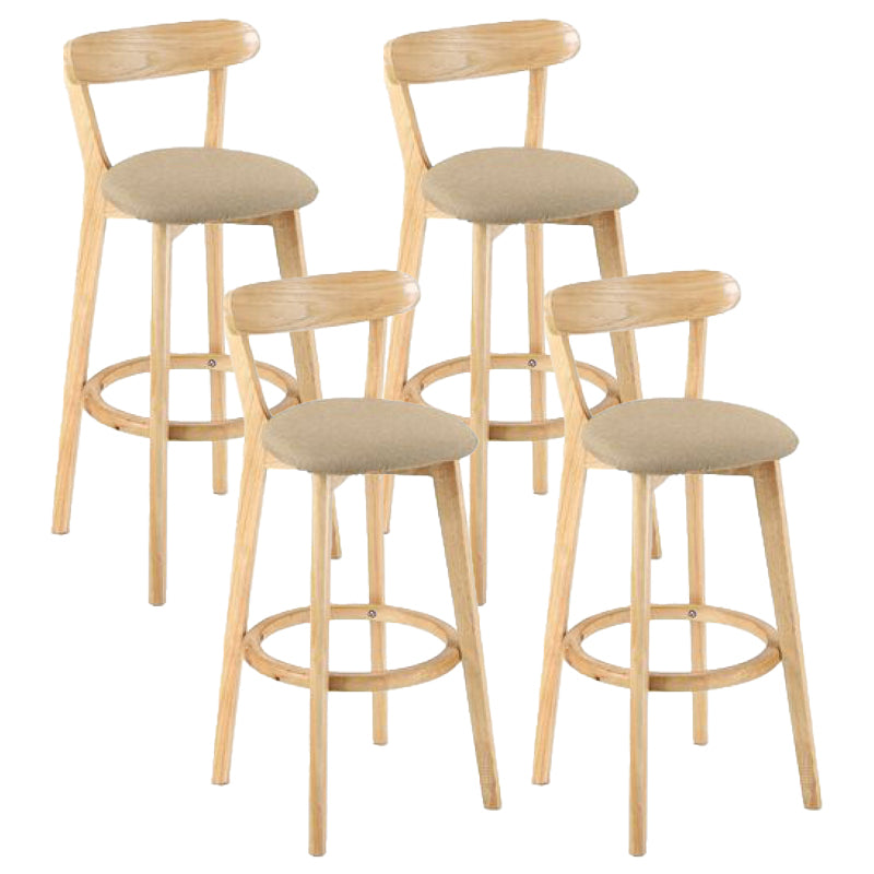 Contemporary Matte Finish Solid Wood Bar Stool Milk Tea Shop Footrest Stool