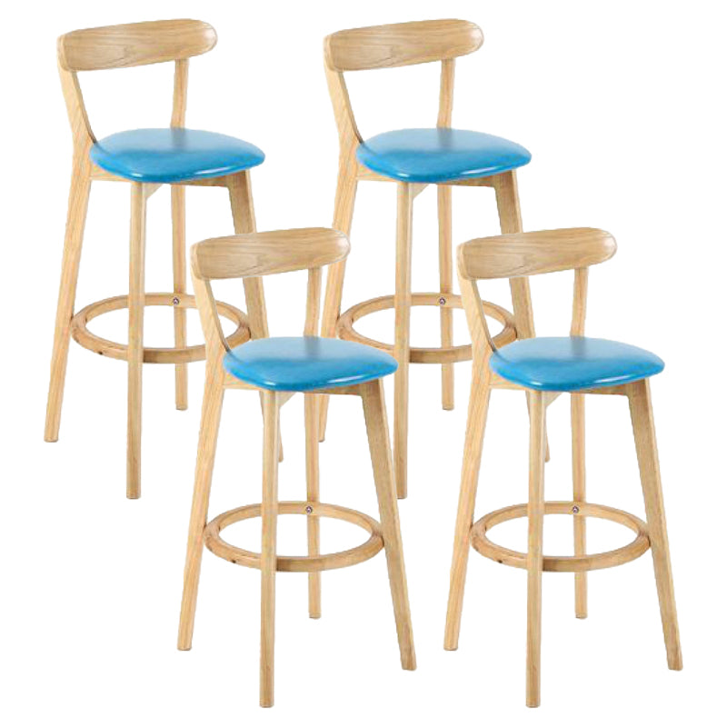 Contemporary Matte Finish Solid Wood Bar Stool Milk Tea Shop Footrest Stool