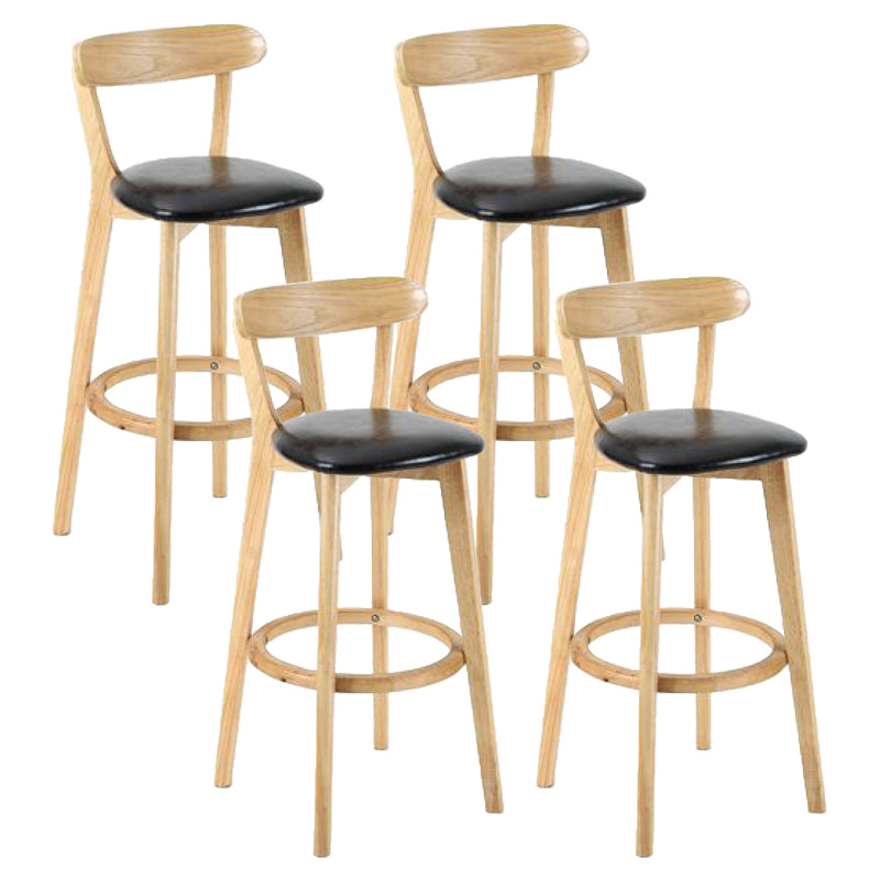 Contemporary Matte Finish Solid Wood Bar Stool Milk Tea Shop Footrest Stool