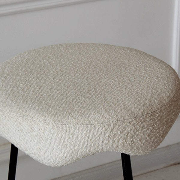 Modern Armless Backless Counter Stool Iron Cafe Bar Stool with Flannel Cushion and Pedal