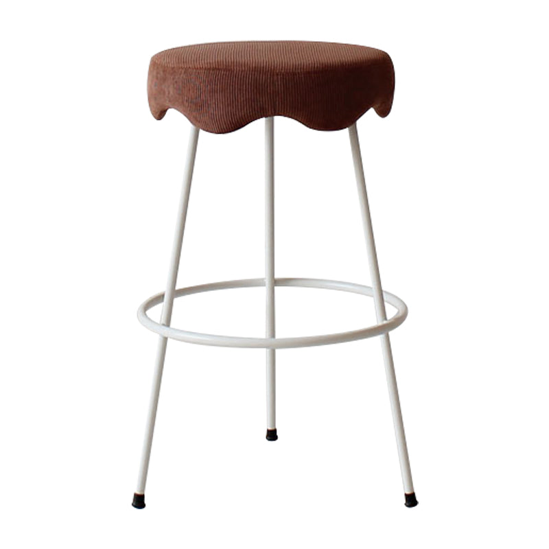 Modern Armless Backless Counter Stool Iron Cafe Bar Stool with Flannel Cushion and Pedal