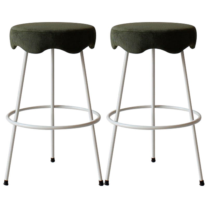 Modern Armless Backless Counter Stool Iron Cafe Bar Stool with Flannel Cushion and Pedal