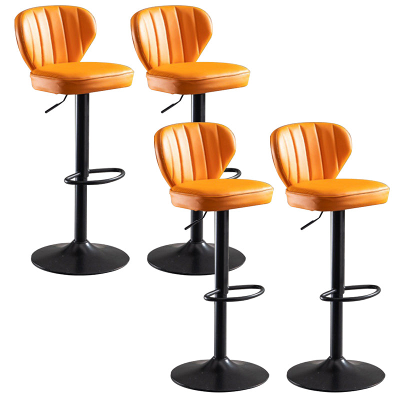 Contemporary Bar-stool Liftable Leather Counter Bar Stool with Metal Legs