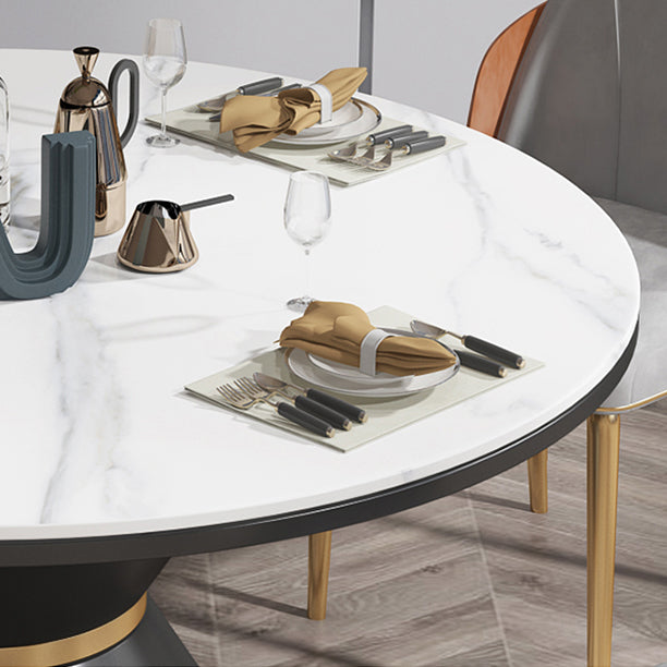 Glam 1/5/7 Pieces Dining Set Round Stone Dining Table for Dining Room